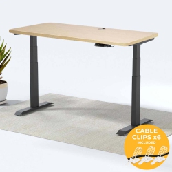 MOTIONGREY - Dual Motor Standing Desk \w 4 Memory Settings, Adjustable Sit-Stand Computer Table for Home, Office & Gaming - 55" X 28" Oak Top Black