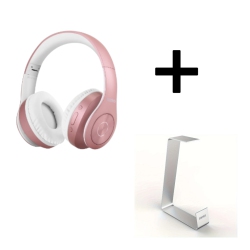 Wireless Over-Ear Headphones with 40H Playtime, Deep Bass, Mic & Aluminum Stand