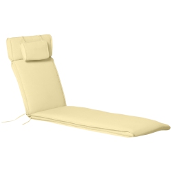 OUTSUNNY Garden Lounger Chair Cushion Replacement, Deep Seat Patio Cushions With Thick Padded, Headrest, Removable Cover, Cushion Only, Cream