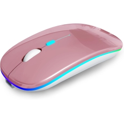 RISOKEYS Wireless Bluetooth Mouse Rechargeable Laptop Mouse Portable Led Computer Mice Use(Bt5 Or USB 2.4G) Dual Mode Connection Silent Slim Mouse