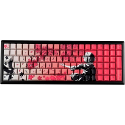 RISOKEYS 131 Raven Sakura Keycap Cherry Profile Double Shot Sidelit Shine Through Pbt Keycaps for Mx Mechanical Keyboard(Red)