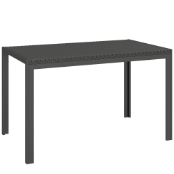 OUTSUNNY 47" Patio Dining Table for 4 Persons, Rectangular Outdoor Table With Pe Rattan Wicker Tabletop, Steel Frame for Backyard And Lawn In Black