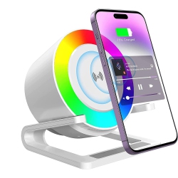 MYACUC 15W Wireless Bluetooth Speaker Charger, 3-In-1 Wireless Charging Station With Night Light for Iphone