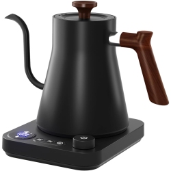 VICBINLY 0.9L Electric Gooseneck Kettle – 1200W, Temp Control, Boil-Dry Protection (Matte Black)