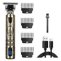 MYACUC Portable Shaver, Men's Cordless Hair Clipper With 4 Tooth Combs, Electric Rechargeable Shaver With Lcd Display