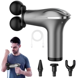 MYACUC Double-Head Electric Vibration Massager, Intelligent Portable Muscle Relaxer, Handheld Fascia Gun Suitable for Home Use