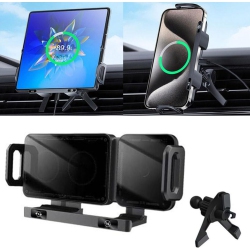 YOULIGHTS 2025 New Upgraded 2 In 1 Auto Rotating Phone/pad Holder, Fast Charging, Auto Rotating Phone Holder Car Vent Phone Mount for Phone Pad(Black)