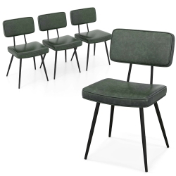 GYMAX Dining Chairs Set Of 4 W/ Pu Leather Cover Filled Sponge Waterfall Seats