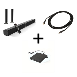 50W Wireless Sound Bar with Enhanced Bass, RCA Extension Cable, and External DVD Drive - Compatible with Smart TVs, Laptops, and Desktop PCs