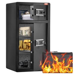 VEVOR Double Doors 7.2 Cu.ft Safe Box With Key Lock & Password, Safe Lock Box With Fireproof Bag, Key Rack