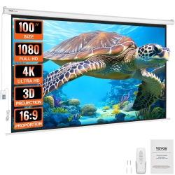 VEVOR Motorized Projector Screen 100 Inch, 16:9 4K 1080 HD Automatic Projection Screen, Electric Projector Screen With
