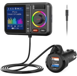 MYACUC Bluetooth Fm Transmitter for Car, Wireless Car Bluetooth Adapter V5.0 With Big Color Screen, Support Hands-Free Call