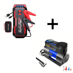 2500A Portable Car Jump Starter & 12V Tire Inflator Air Compressor with LED Light, Digital Pressure Display
