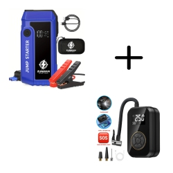 3000A Portable Car Jump Starter with USB QC3.0, LED Flashlight, Digital Display & Portable Tire Air Compressor with USB Charging