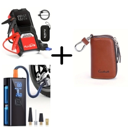 Portable Car Jump Starter, Tire Inflator with 150PSI & 25000mAh Battery, Leather Key Case for Car Fob