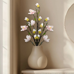 NORTHLIGHT Magnolia Artificial Floral Sprays- 33" - And Pink - Set Of 4 In White