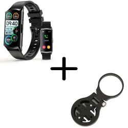 Smartwatch Fitness Tracker with AMOLED Display, Multi-Functions for Men & Women + Lightweight Antirust Odometer Mount for Cycling