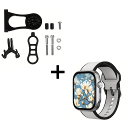 AMOLED Smart Watch with Sports Modes & AI Voice, Plus Bicycle Mount with Camera Clip in Multicolor