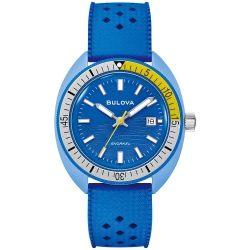 BULOVA Mens Snorkel Quartz Watch 41MM Hybrid-Ceramic Case Hnbr Rubber Strap With Dial (98B445) In Blue