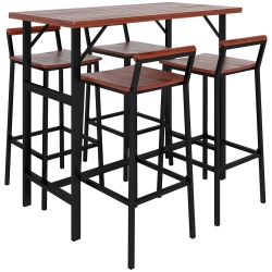 OUTSUNNY 5 Piece Outdoor Bar Table And Chairs Set, Patio Bar Set With 47" Pub Height Tabel And 4 Bar Stools, for Backyard, Balcony, Porch, Pool, Lawn