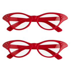 PRIME MADE 2 Pack Cat Eye Retro Costume Dress Up Hip Hop Rhinestone Glasses, Cat Eye Eyeglasses for Halloween Christmas In Multicolor