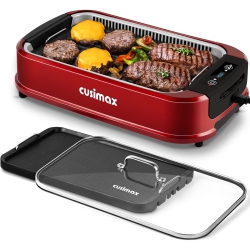 CUSIMAX Indoor Grill, Smokeless Grill Indoor, Electric Grill Griddle