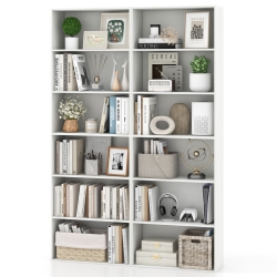 GYMAX 6-Tier Bookshelf 70" Tall Wooden Freestanding Storage Organizer W/ Open Shelves