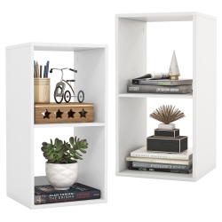 GYMAX 2-Cube Bookshelf Modern Vertical Bookcase W/ Back Guardrail & Anti-Tipping Kits