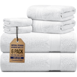 CANADIAN LINEN Imperial Towels, Pack Of 6 (Bath, Hand, Face Towels Set) Lightweight Quick Dry Soft Absorbent Cotton Towel for Hotel Salon Motel