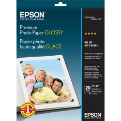 EPSON 20-Sheet 8" X 10" Borderless Premium Glossy Photo Paper - (S041465)