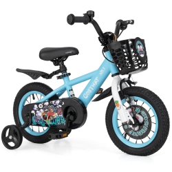 COSTWAY 12" Kid's Bike for 3-4 With Height-Adjustable Handlebar & Saddle Handbrake In Blue