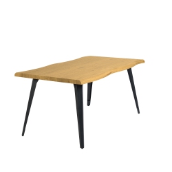 HOMY CASA 63 Inch Dining Table Metal Legs for 6 Seater Kitchen Dining Room, Natural