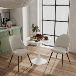 HOMY CASA Modern Upholstered Set Of 2 Dining Chair for Kitchen Fabric In Beige