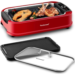 TECHWOOD Smokeless Indoor Bbq Grill, 1500W, Led Control, Drip Tray & Removable Grill Plate