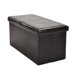 HOMY CASA Folding Storage Ottoman Bench – Multipurpose Organizer & Seat In Black