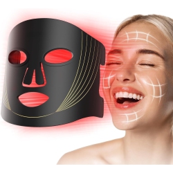MYACUC Portable 180 Led Mask Light Therapy With Remote Control, Near Infra 850 Light Therapy Mask With Timer In Red