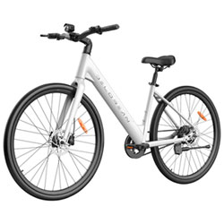 Delorean DM770 Step-Through Electric City Bike (500W Motor / 55km Range / 32km/h Top Speed) - White