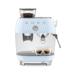 SMEG - Egf03Pbus Manual Espresso Coffee Machine With Frother & Coffee Grinder - Pastel In Blue