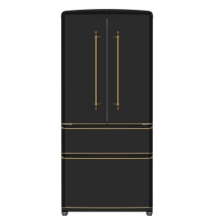 FORNO Luigi 33-Inch French Door Refrigerator, 18 Cu.ft Finish, Antique Brass Handles, Energy Star Certified In Black