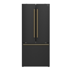FORNO Gallipoli Espresso 30-Inch French Door Refrigerator, Bottom Freezer, 17.5 Cu. Ft., No Frost, Ice Maker In Black