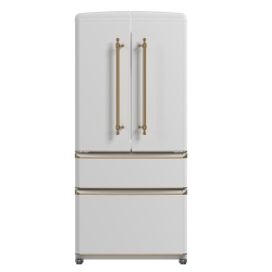 FORNO Luigi 33-Inch French Door Refrigerator, 18 Cu.ft Finish, Antique Brass Handles, Energy Star Certified In White
