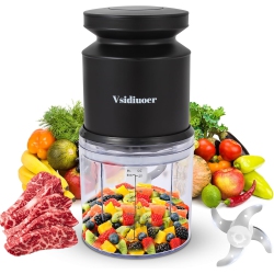 VSIDIUOER Mini Food Processor 600Ml, Meat Grinder 400W, Small Food Processor \w 4 Stainless Blades, Electric Food Chopper Suitable for Meat