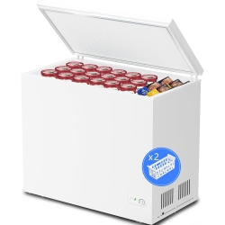 KISMILE 7.0 Cubic Feet Chest Freezer \w 2 Removable Baskets Free Standing Top Open Door Compact Freezer \w Adjustable Temperature For