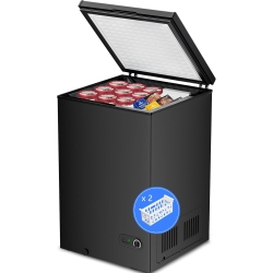KISMILE 3.5 Cubic Feet Chest Freezer With 2 Removable Baskets Free Standing Top Open Door Compact Freezer for Home, 3.5 Cubic Feet - In Black