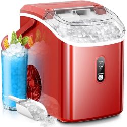 KISMILE Nugget Ice Makers Countertop, Portable Sonic, 35Lbs/24H, Pebble Ice Maker \w Self-Cleaning/one-Click Operation, Crushed Ice Maker for Home -