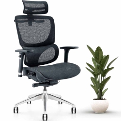 MOTIONGREY - Spacemesh Ergonomic Office Chair-Comfy High Mesh Back Support \w Adjustable Armrests-Black Desk Computer Chairs Perfect for Home Gaming