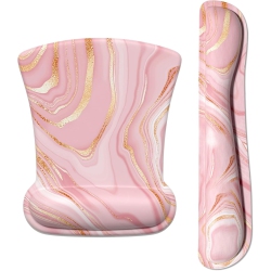 VECELOLIBILIS Mouse Pad Wrist Support Keyboard Wrist Rest Pad Ergonomic Mousepad, Non-Slip Memory Foam Pain Relief for PC Laptop Gaming Office Gold