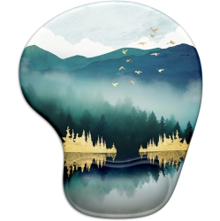 VECELOLIBILIS Ergonomic Mouse Pad \w Gel Wrist Support Wrist Rest Smooth Surface Non-Slip Pu Base Comfortable Office Supplies Pain Relief, Landscape