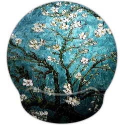 VECELOLIBILIS Leather Mouse Pad Wrist Support Ergonomic Memory Foam, Rest Nonslip Mousepad for Office, Gaming, Computer, Van Gogh