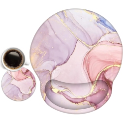 VECELOLIBILIS Leather Mouse Pad Wrist Support Ergonomic Memory Foam, Rest Nonslip Mousepad for Office, Gaming, Computer, Marbling 02